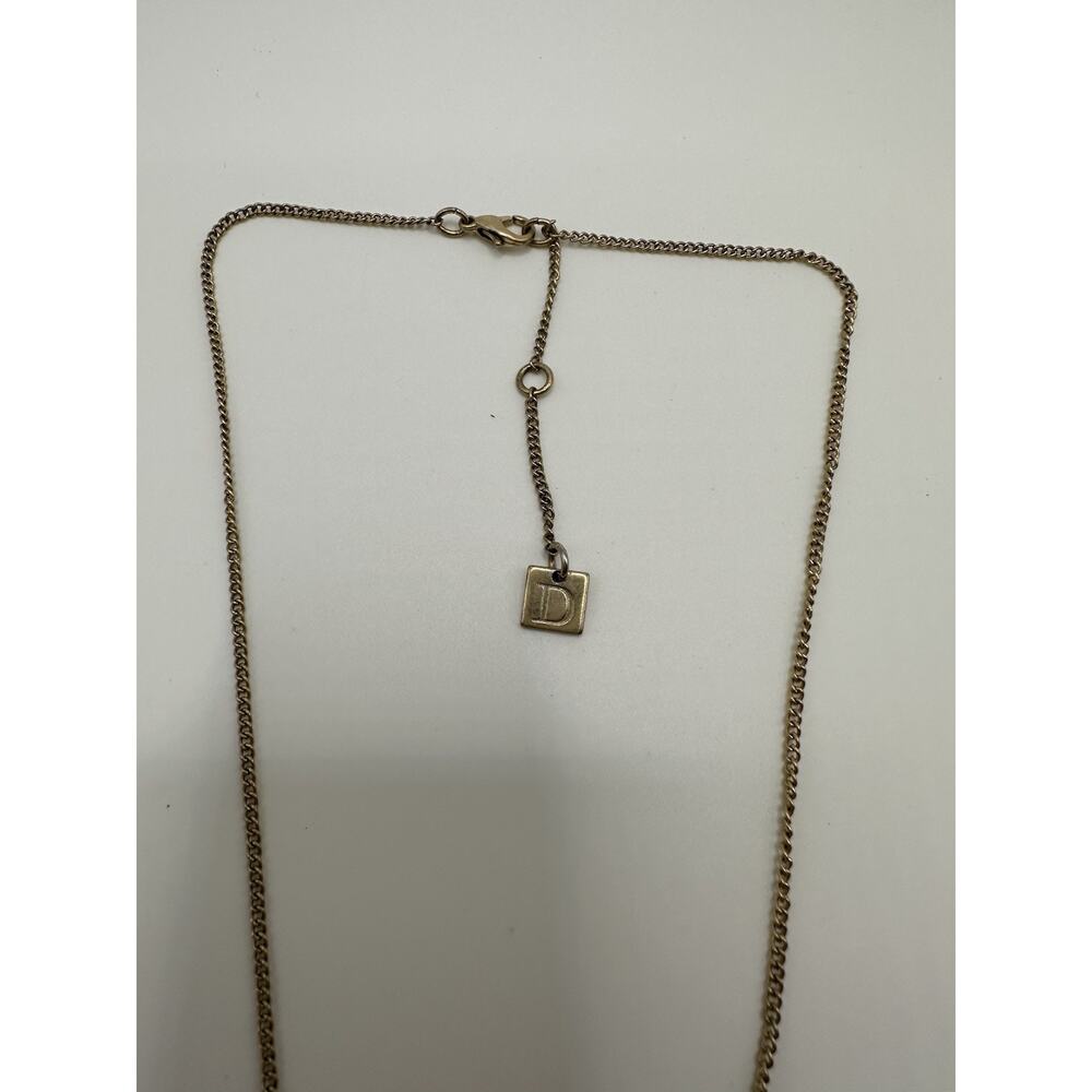 Gold Tone Chain Necklace With Faux Rose Quartz Heart Locket Signed D 16” - Picture 4 of 6